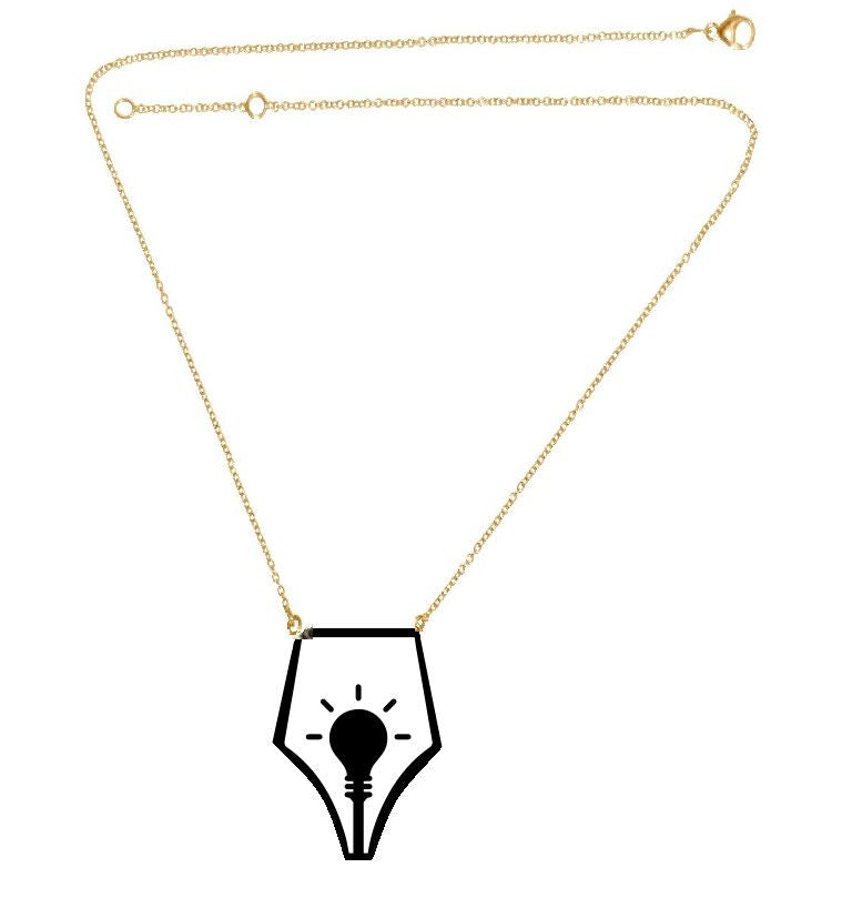 Pro-Truth Pledge Logo Pendant: Pen Tip & Light Bulb. Sterling Silver with 18K gold plate options
