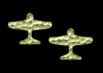 Custom Design: Airplane Stud Earrings- 18K Gold: 12mm-1