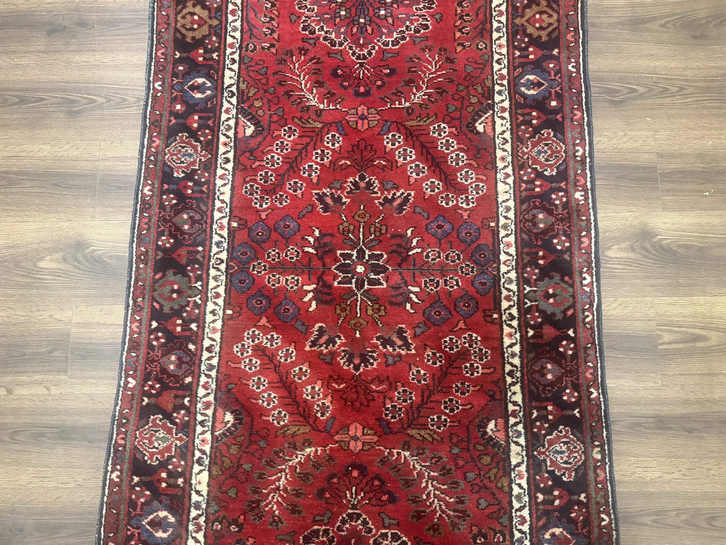 Red Persian Rug 2.6 x 6.8, Floral, Antique Per'sian Carpet, Persian Malayer Rug, Hamadan Rug-3