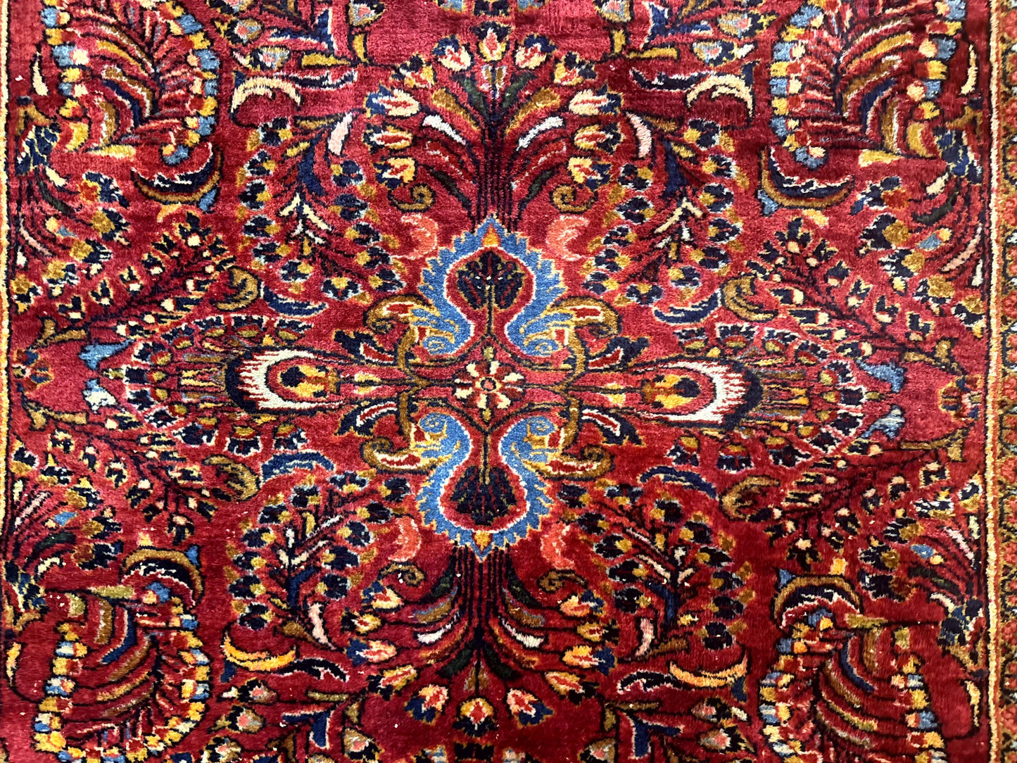 Persian Lilihan Rug 5x6, Red, Floral, Antique Persian Carpet-3