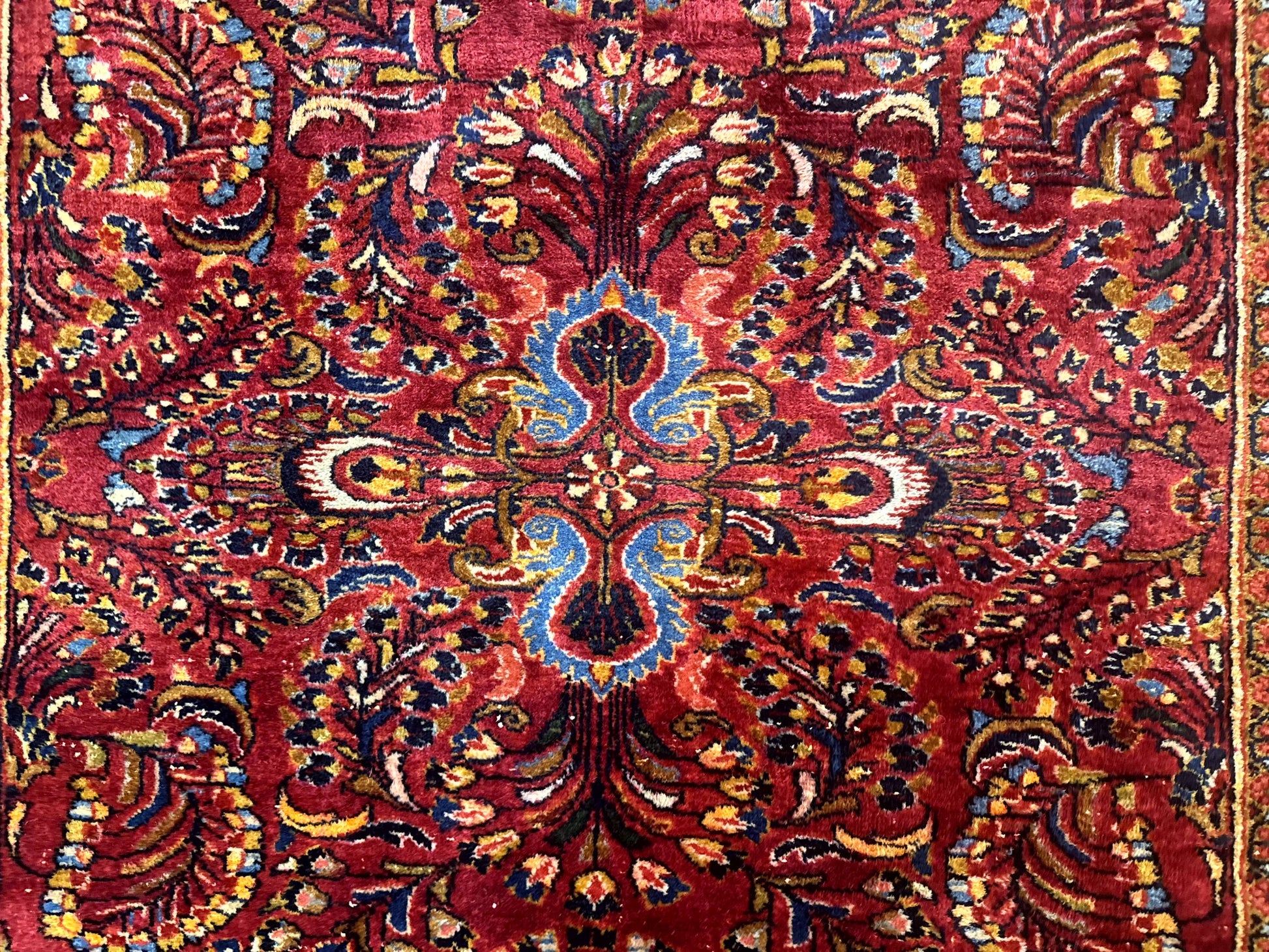 Persian Lilihan Rug 5x6, Red, Floral, Antique Persian Carpet-3