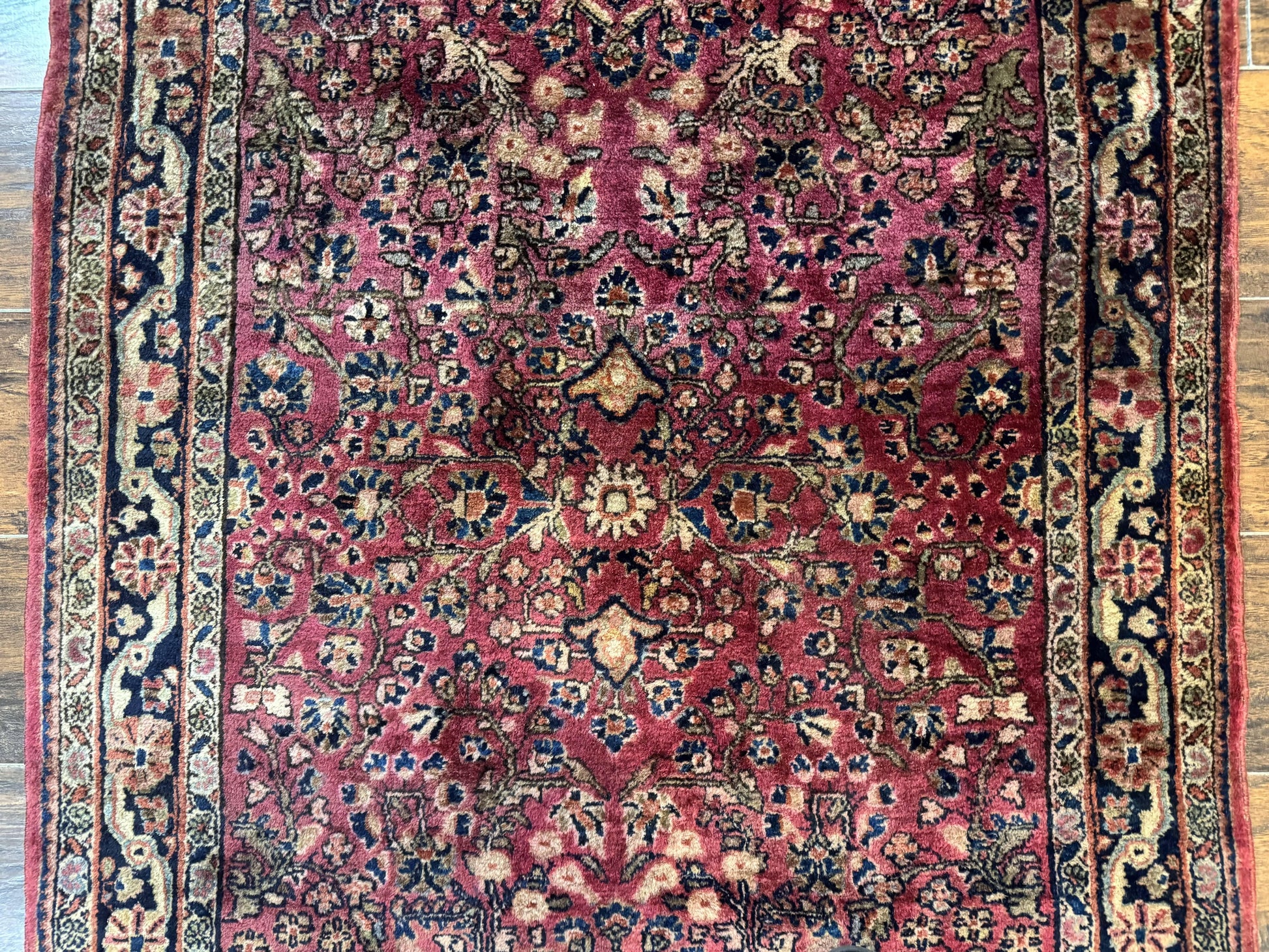 Persian Sarouk Rug 3x5, Antique Persian Carpet-3