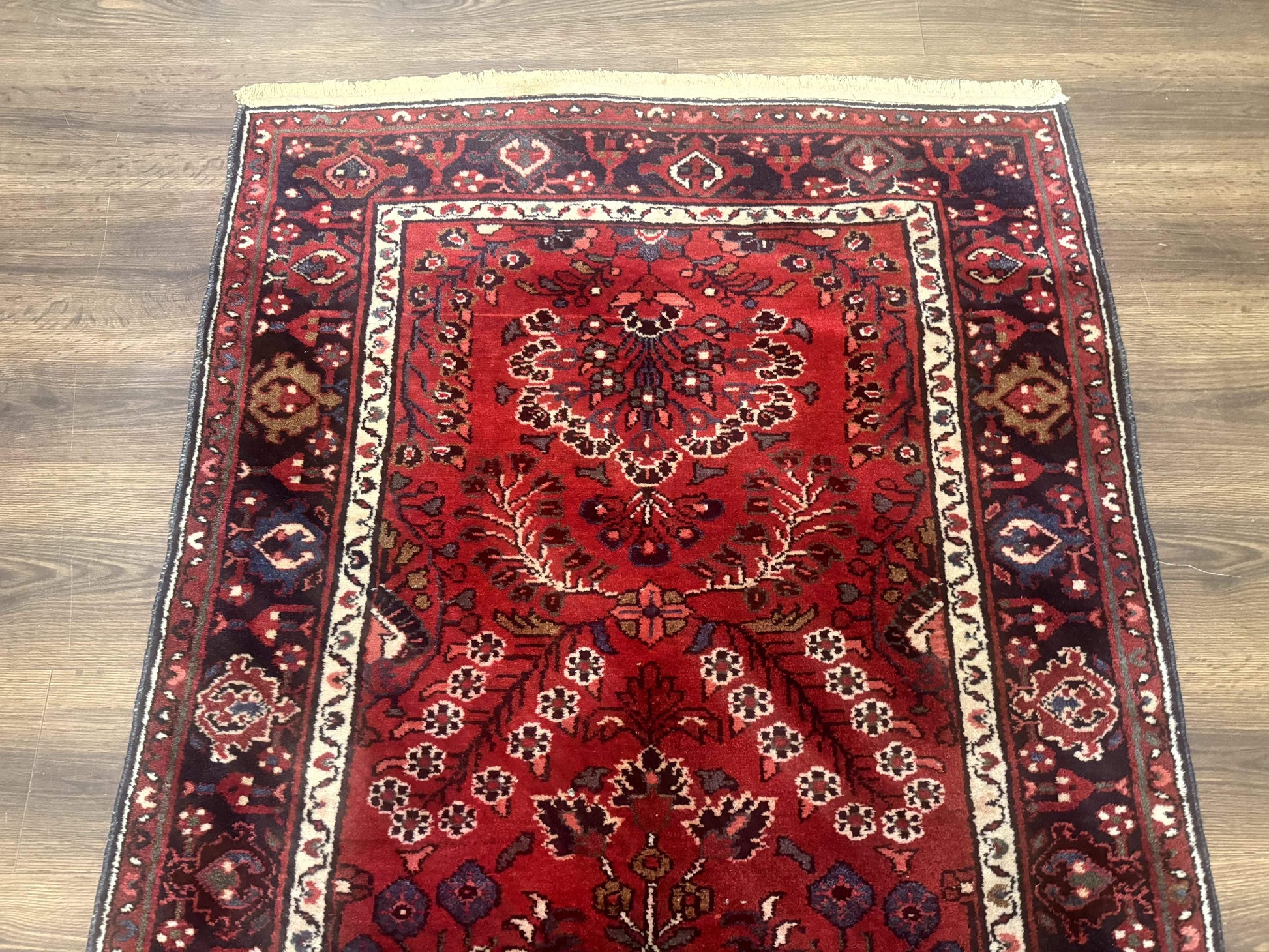 Red Persian Rug 2.6 x 6.8, Floral, Antique Per'sian Carpet, Persian Malayer Rug, Hamadan Rug-2