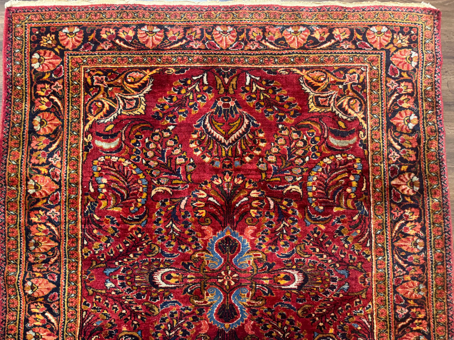 Persian Lilihan Rug 5x6, Red, Floral, Antique Persian Carpet-2