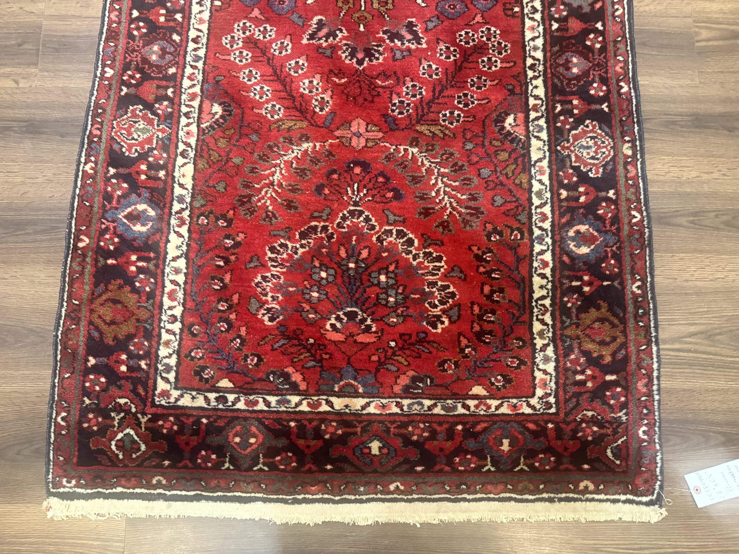 Red Persian Rug 2.6 x 6.8, Floral, Antique Per'sian Carpet, Persian Malayer Rug, Hamadan Rug-4
