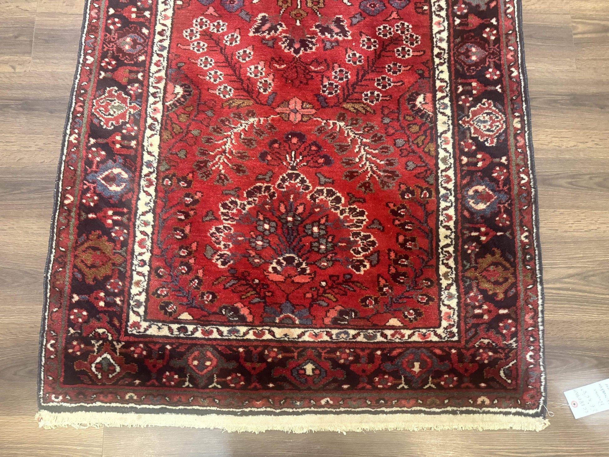 Red Persian Rug 2.6 x 6.8, Floral, Antique Per'sian Carpet, Persian Malayer Rug, Hamadan Rug-4