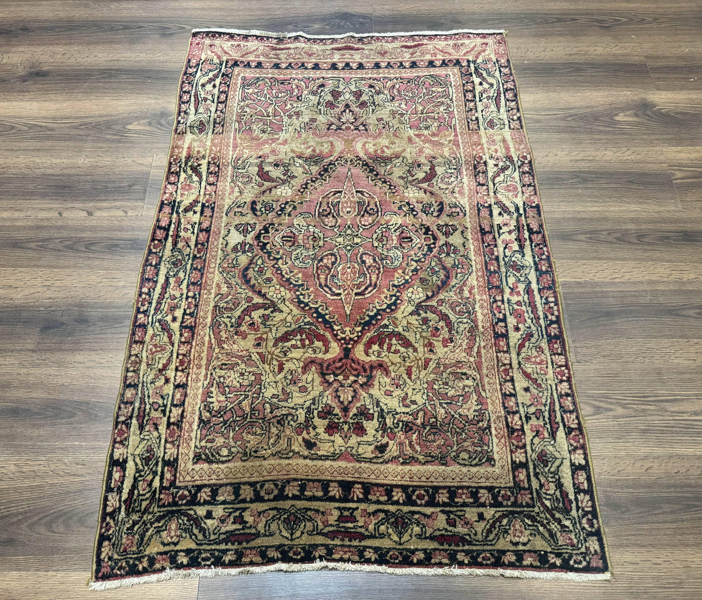 Antique Persian Lavar Rug 3x5, Persian Kerman Rug, Traditional Persian Carpet-0