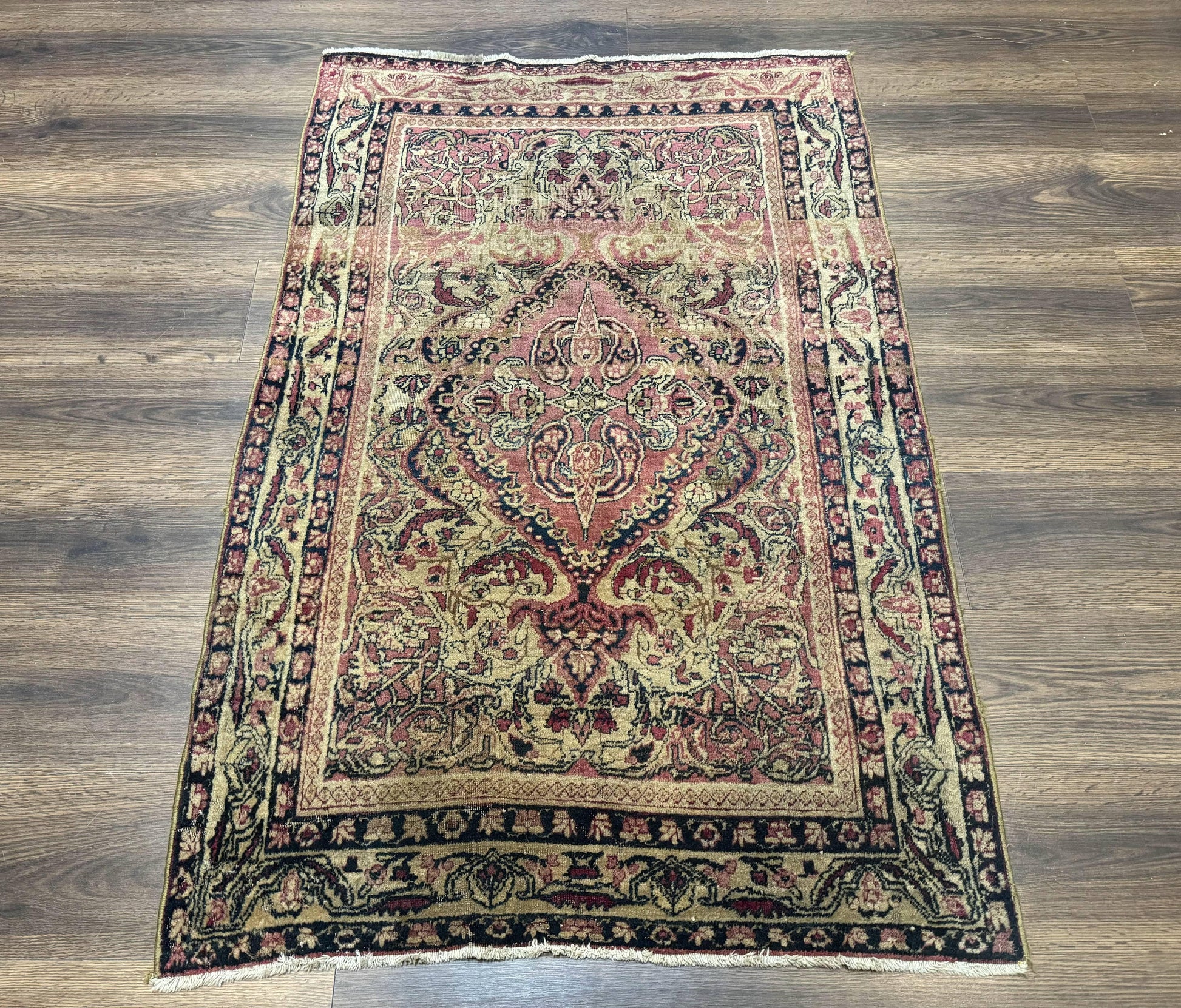 Antique Persian Lavar Rug 3x5, Persian Kerman Rug, Traditional Persian Carpet-0