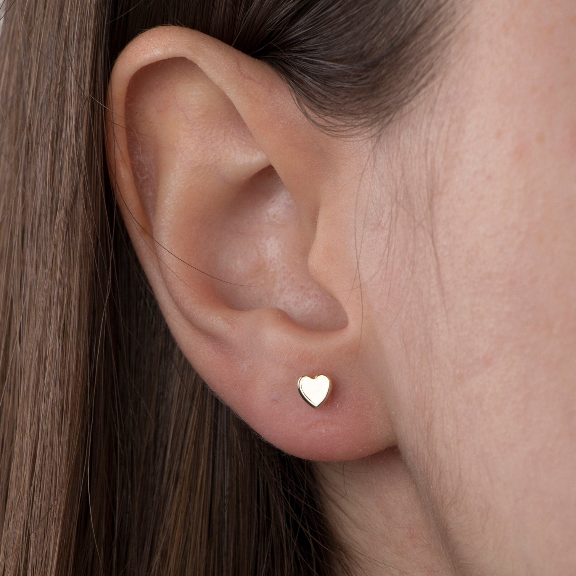 Heart Stud Earrings in 14K Gold-1