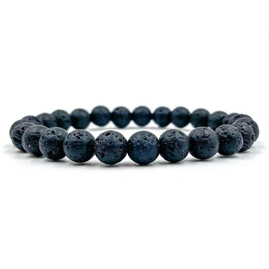 Union - Smooth Lava Rock Gemstone Beaded Bracelet-0