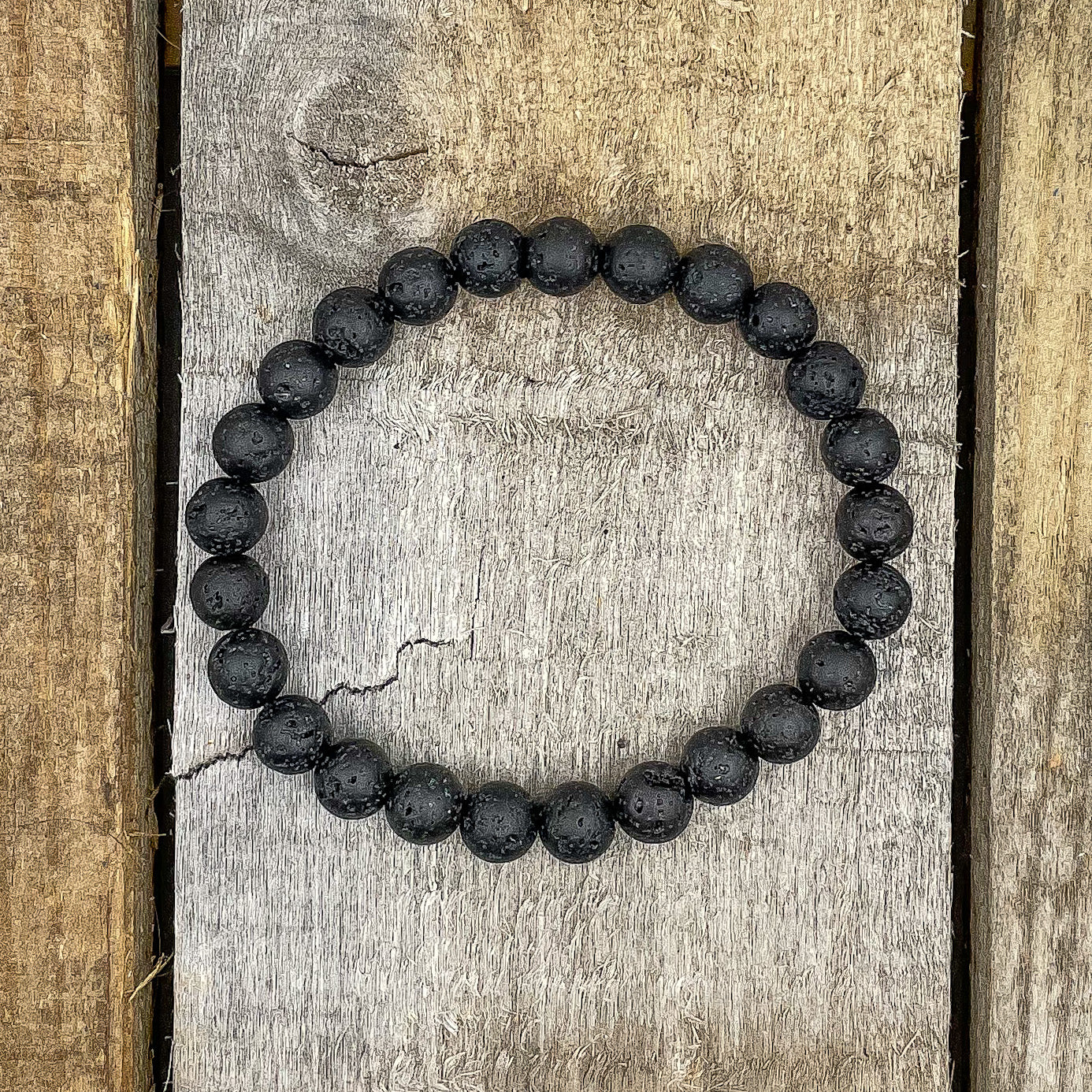 Union - Smooth Lava Rock Gemstone Beaded Bracelet-4