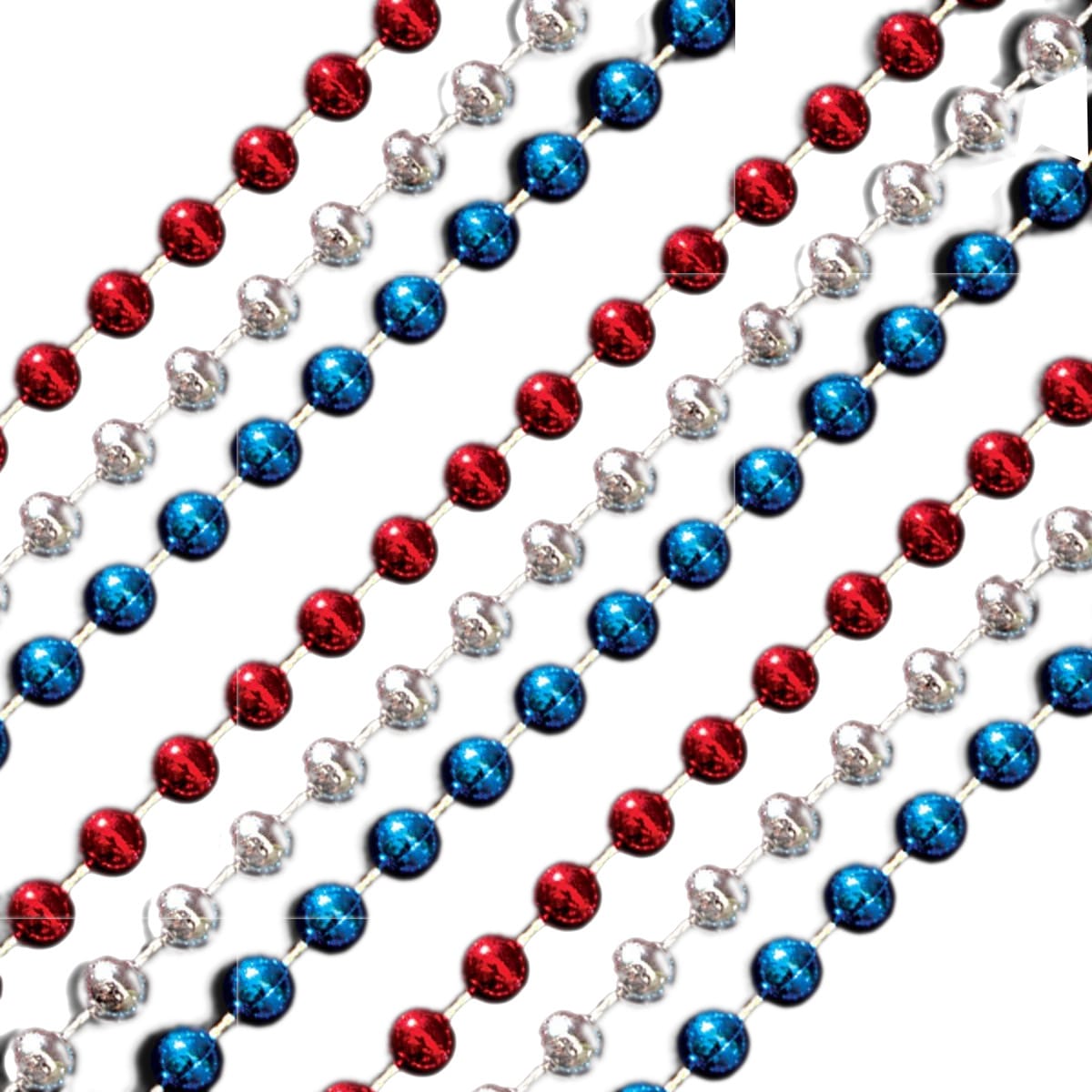 Red White and Blue Round Bead Necklace Pack of 12-0