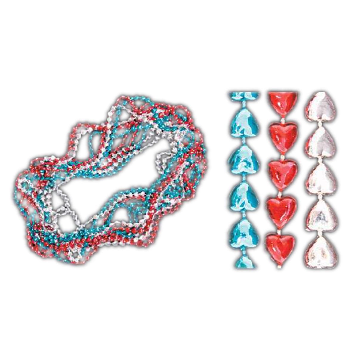 Sweet Heart Necklace Red White and Blue Pack of 12-0